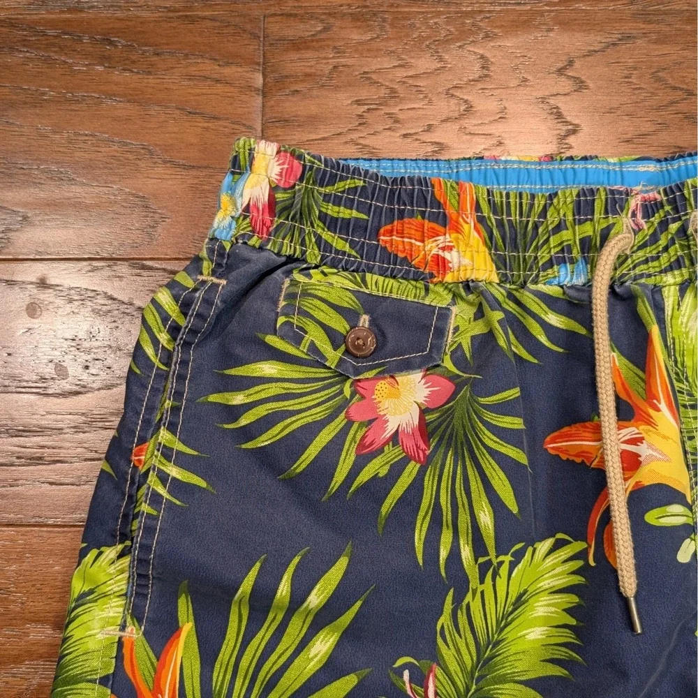 Polo Ralph Lauren Swimwear Trunks Shorts Mens Navy Blue Floral Tropical Size M‎